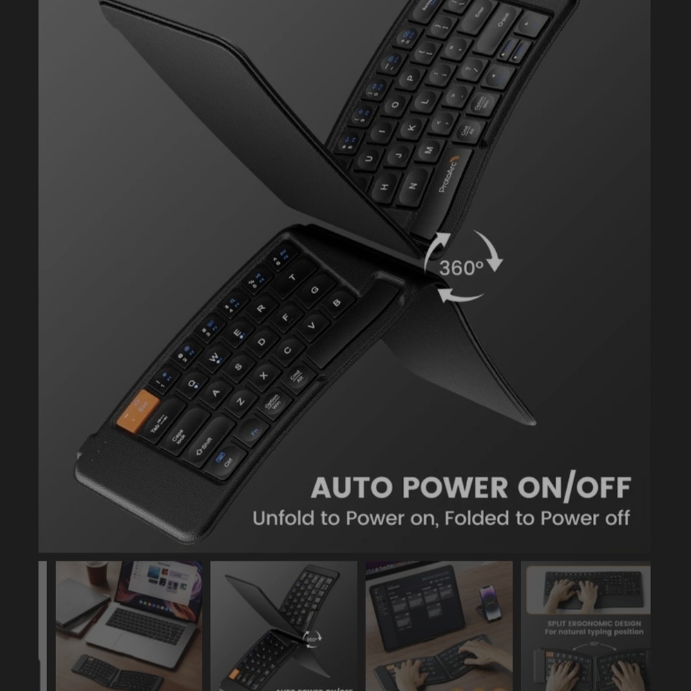 Foldable Black Bluetooth Keyboard